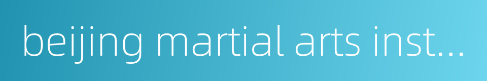 beijing martial arts institute的同义词