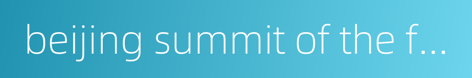 beijing summit of the forum on china-africa cooperation的同义词