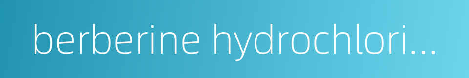 berberine hydrochloride tablets的同义词