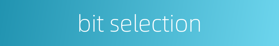 bit selection的同义词