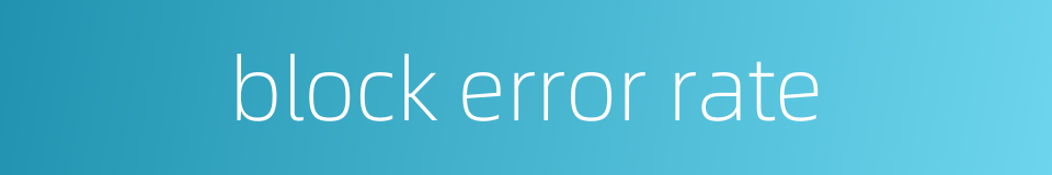 block error rate的同义词