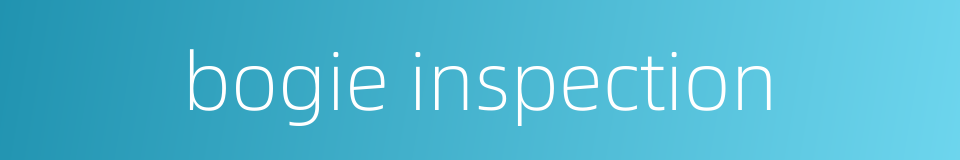 bogie inspection的同义词
