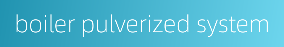 boiler pulverized system的同义词