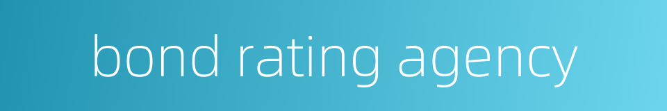 bond rating agency的同义词