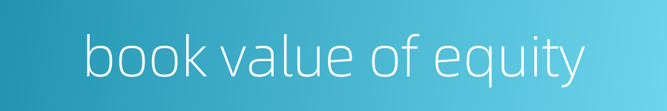 book value of equity的同义词