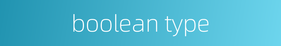 boolean type的同义词