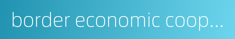 border economic cooperation zone的同义词