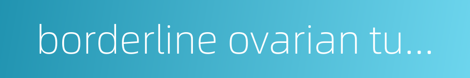 borderline ovarian tumors的同义词