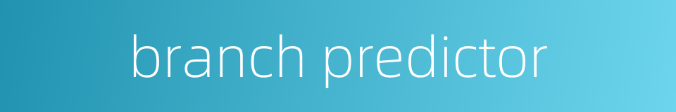 branch predictor的同义词