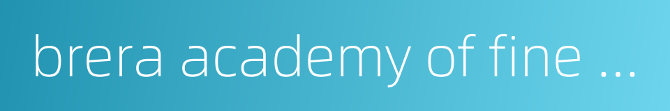 brera academy of fine arts的同义词