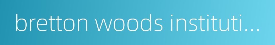 bretton woods institutions的同义词