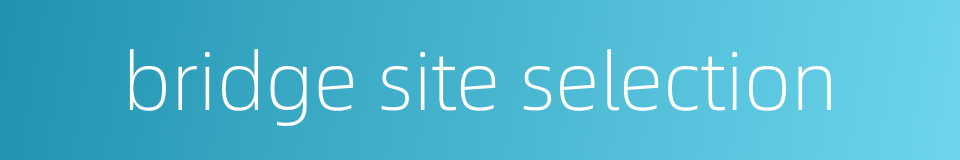 bridge site selection的同义词