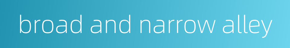 broad and narrow alley的同义词