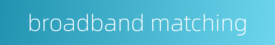 broadband matching的同义词