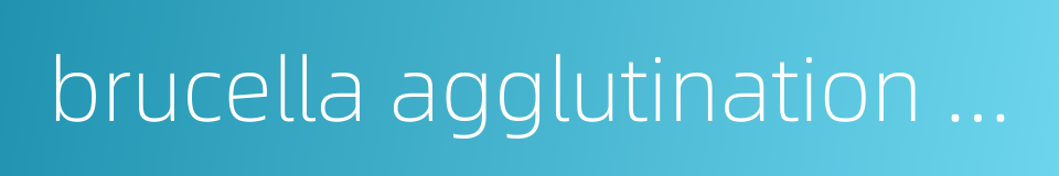 brucella agglutination test的同义词