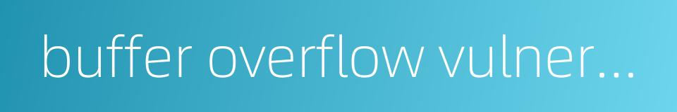 buffer overflow vulnerability的同义词