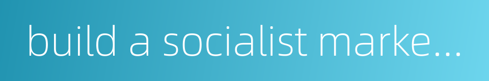 build a socialist market economy的同义词