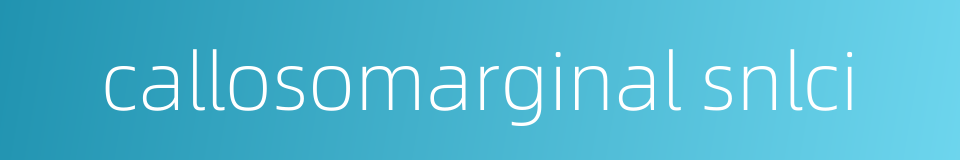 callosomarginal snlci的同义词