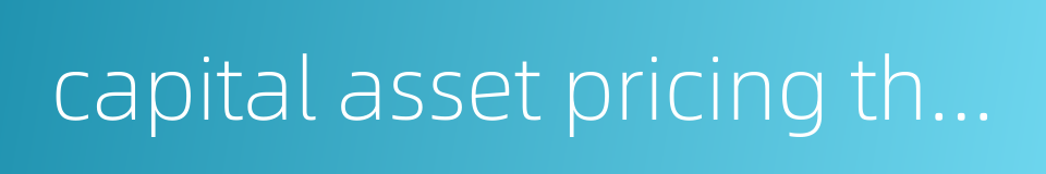 capital asset pricing theory的同义词