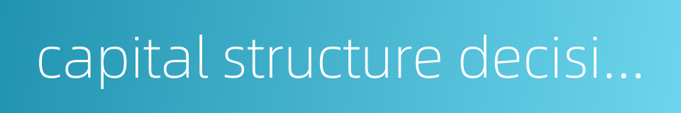 capital structure decision的同义词