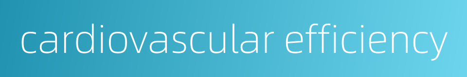 cardiovascular efficiency的同义词