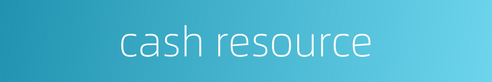 cash resource的同义词