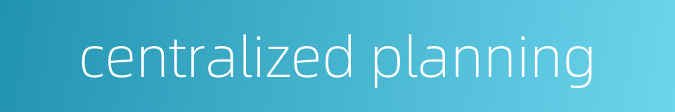 centralized planning的同义词