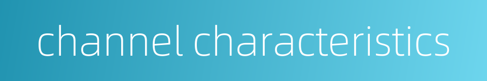 channel characteristics的同义词