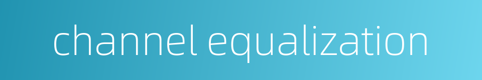 channel equalization的同义词
