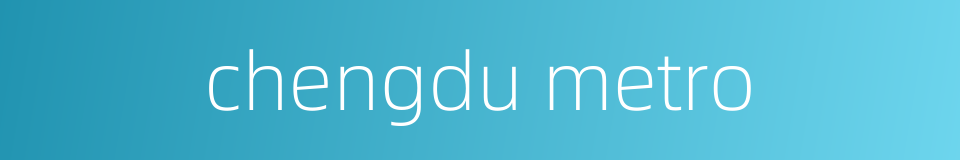 chengdu metro的同义词