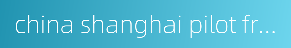 china shanghai pilot free-trade zone的同义词