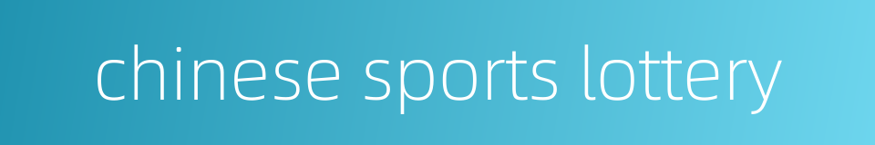 chinese sports lottery的同义词