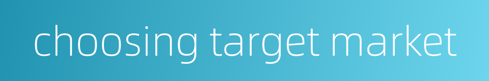 choosing target market的同义词