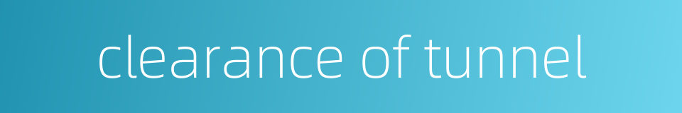 clearance of tunnel的同义词