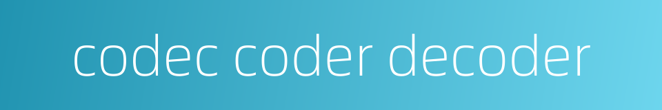 codec coder decoder的同义词