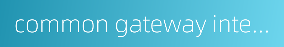 common gateway interface的同义词