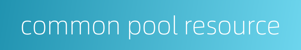 common pool resource的同义词
