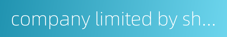 company limited by shares的同义词