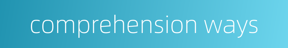 comprehension ways的同义词