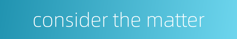 consider the matter的同义词