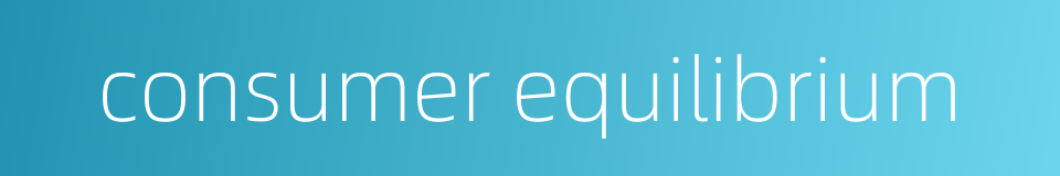consumer equilibrium的同义词