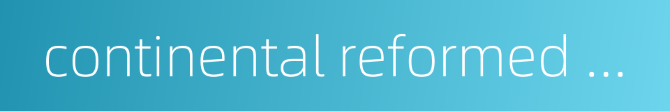 continental reformed protestantism的同义词