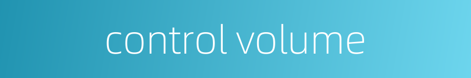 control volume的同义词