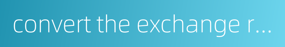 convert the exchange rate的同义词
