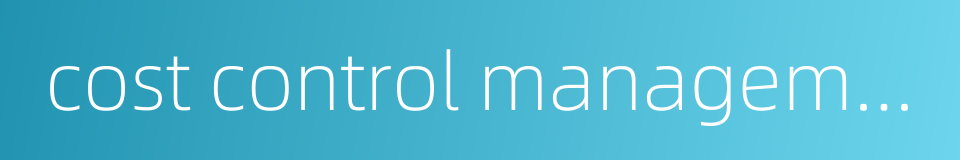cost control management的同义词