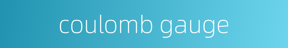 coulomb gauge的同义词