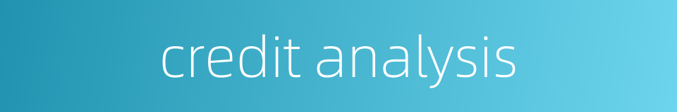 credit analysis的同义词
