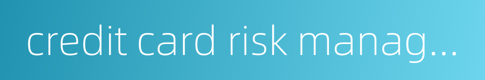 credit card risk management的同义词
