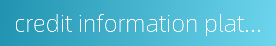 credit information platform的同义词