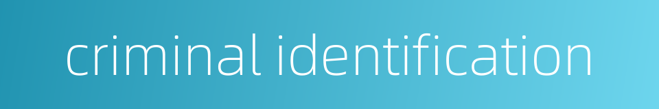 criminal identification的同义词